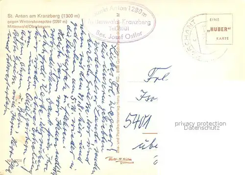AK / Ansichtskarte St_Anton_Kranzberg gegen Wettersteinspitze Huber Karte Nr. 8224 St_Anton_Kranzberg