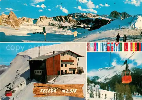 AK / Ansichtskarte St_Christina_Groeden Panorama Wintersportplatz Dolomiten Bergstation Seceda Bergbahn 