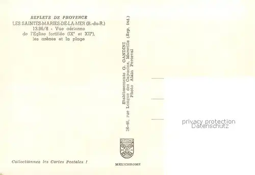 AK / Ansichtskarte Les_Saintes Maries de la Mer Eglise fortifiee Arenes Plage vue aerienne Les