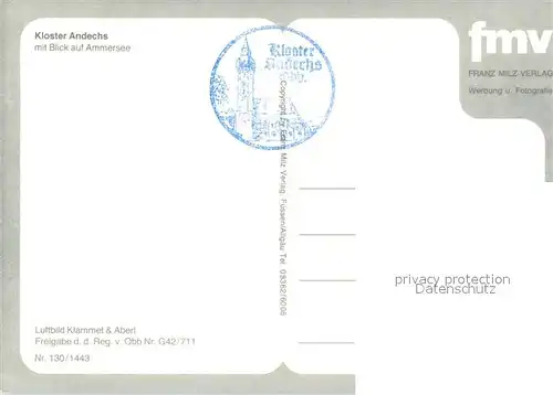 AK / Ansichtskarte Kloster_Andechs mit Blick auf den Ammersee Fliegeraufnahme Kloster_Andechs