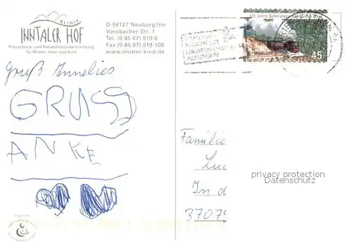 AK / Ansichtskarte Neuburg_Inn Klinik Inntaler Hof Reha fuer Mutter Vater und Kind Neuburg Inn
