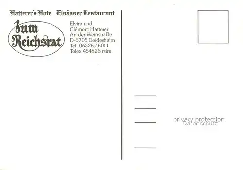 AK / Ansichtskarte Deidesheim Hatterers Hotel Elsaesser Restaurant Zum Reichsrat Deidesheim