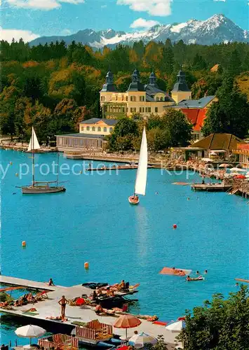 AK / Ansichtskarte Velden_Woerthersee Schlosshotel Velden mit Mittagskogel Velden Woerthersee