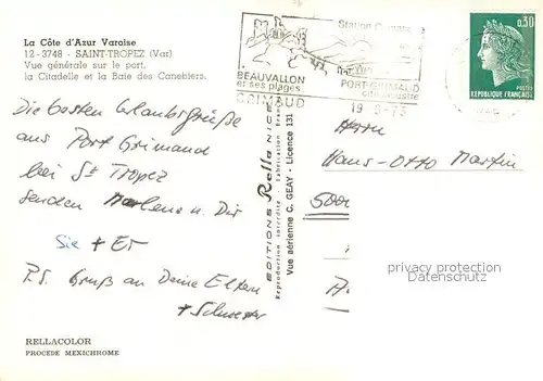 AK / Ansichtskarte Saint_Tropez_Var Vue generale aerienne sur le port La Citadelle et la Baie des Canebiers Saint_Tropez_Var