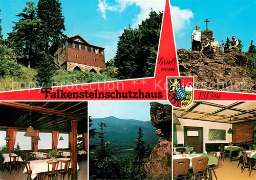 AK / Ansichtskarte Lindberg_Regen Falkensteinschutzhaus Gipfelkreuz Gastraeume Panorama Lindberg Regen