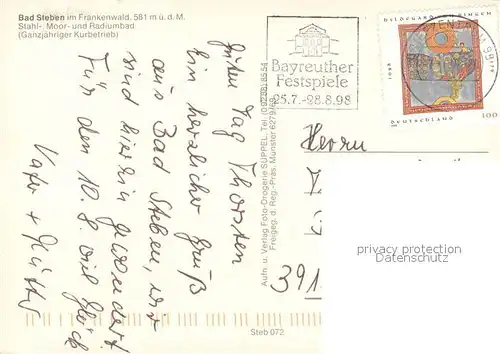 AK / Ansichtskarte Bad_Steben Fliegeraufnahme mit Stahl Moor und Radiumbad Bad_Steben