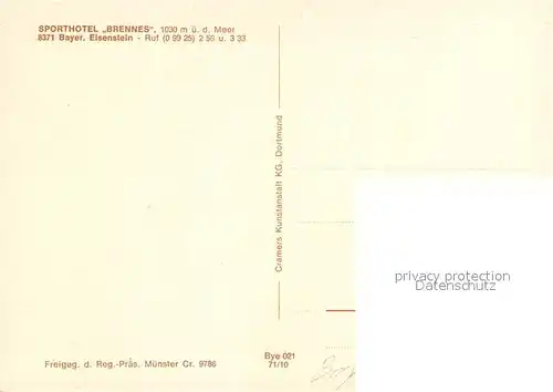 AK / Ansichtskarte Bayerisch_Eisenstein Sporthotel Brennes Fliegeraufnahme Bayerisch_Eisenstein