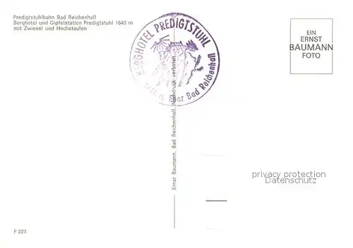 AK / Ansichtskarte Bad_Reichenhall Berghotel und Gipfelstation Predigtstuhl mit Zwiesel und Hochstaufen Bad_Reichenhall