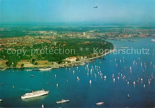 AK / Ansichtskarte Kiel Olympiahafen mit Foerde und Faehrschiff Stena Germania Fliegeraufnahme Kiel