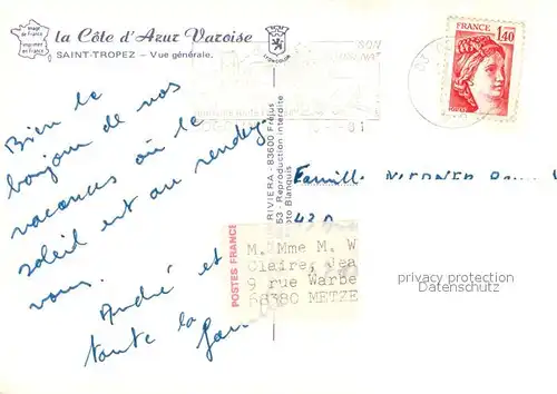 AK / Ansichtskarte Saint_Tropez_Var Vue generale aerienne Saint_Tropez_Var