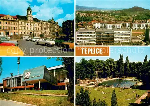 AK / Ansichtskarte Teplice Marsova namesti Doupovske a Krusne hory Zimni stadion Koupaliste Teplice