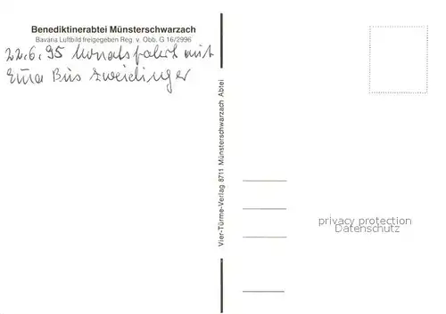 AK / Ansichtskarte Muensterschwarzach Benediktinerabtei Fliegeraufnahme Muensterschwarzach