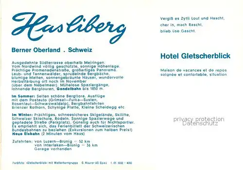 AK / Ansichtskarte Hasliberg Hotel Gletscherblick Speisesaal Hasliberg