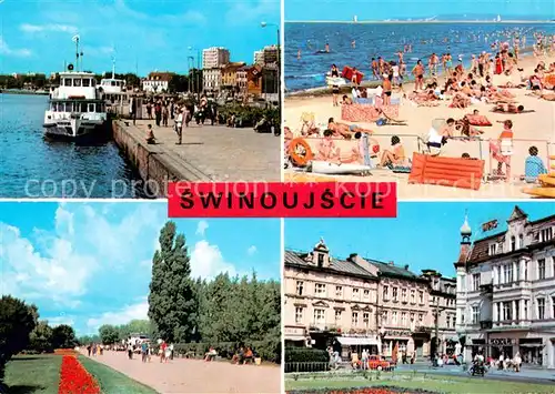 AK / Ansichtskarte Swinoujscie_Swinemuende Wybrzeze Waldyslawa IV Platz Faehre Strandpromenade Freiheitsplatz Swinoujscie Swinemuende