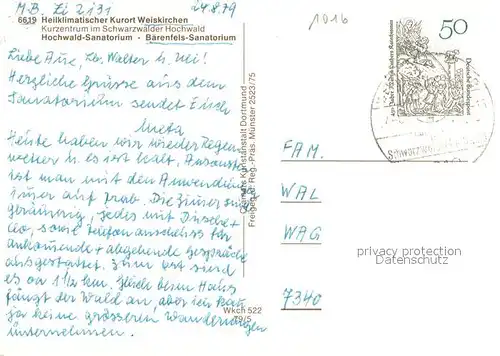 AK / Ansichtskarte Weiskirchen_Saar Kurzentrum im Schwarzwaelder Hochwald Sanatorium Baerenfels Fliegeraufnahme Weiskirchen Saar