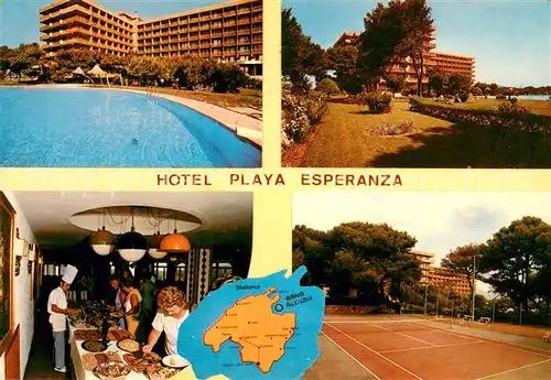 AK / Ansichtskarte Bahia_de_Alcudia Hotel Playa Esperanza Restaurant Buffet Swimming Pool Tennis Park Bahia_de_Alcudia
