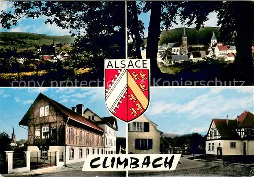AK / Ansichtskarte Climbach_Bas Rhin Teilansichten mit Kirche Strassenpartie Wappen Climbach Bas Rhin