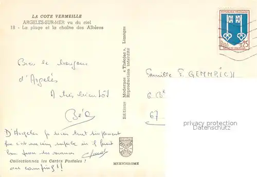 AK / Ansichtskarte Argeles sur Mer La plage et la chaine des Alberes vue aerienne Argeles sur Mer