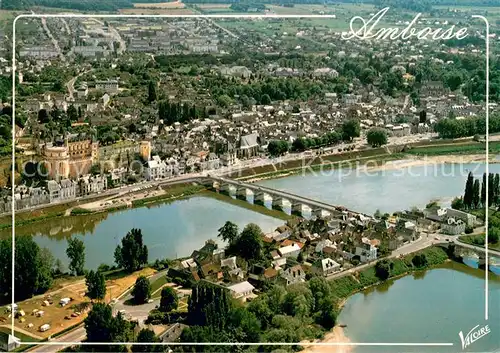 AK / Ansichtskarte Amboise Vue generale aerienne Lile dOr le pont sur la Loire et la Ville Le Chateau Amboise