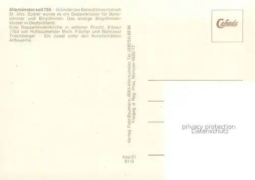 AK / Ansichtskarte Altomuenster Klosterkirche Fliegeraufnahme Altomuenster