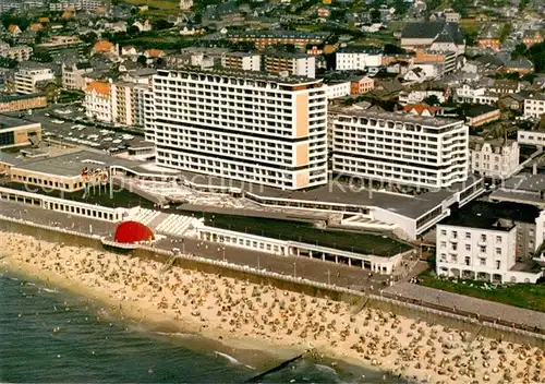 AK / Ansichtskarte Westerland_Sylt Kurzentrum Nordseeheilbad Fliegeraufnahme Westerland_Sylt