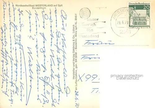 AK / Ansichtskarte Westerland_Sylt Kurzentrum Nordseeheilbad Fliegeraufnahme Westerland_Sylt