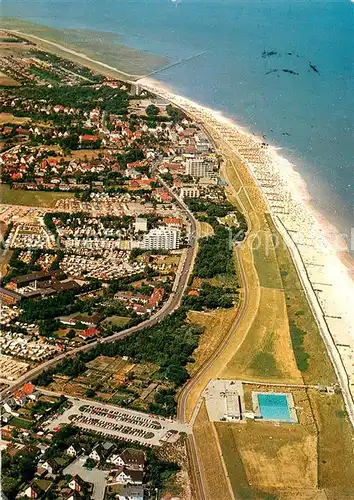 AK / Ansichtskarte Duhnen_Nordsee Nordseeheilbad Meerwasser Freibad Fliegeraufnahme Duhnen Nordsee