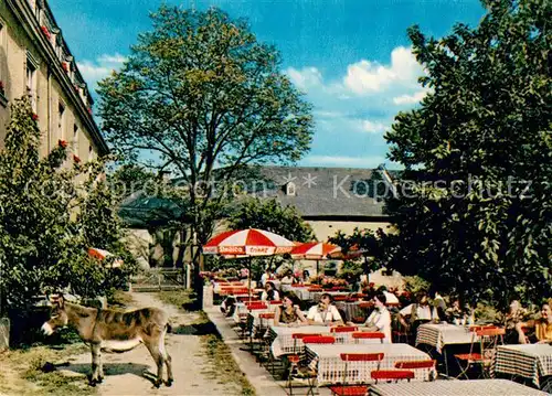 AK / Ansichtskarte Gattendorf_Oberfranken Hotel Schloss Gattendorf Restaurant Freiterrasse Esel Gattendorf Oberfranken