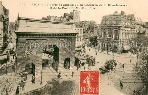 AK / Ansichtskarte Paris Porte Saint Martin Theatres de la Renaissance  Paris