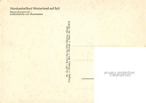 AK / Ansichtskarte Westerland_Sylt Neues Kurzentrum Nordseeheilbad Fliegeraufnahme Westerland_Sylt