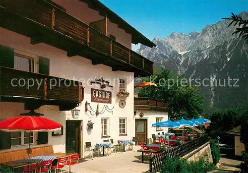 AK / Ansichtskarte Mittenwald_Bayern Gasthof Hornsteiner Terrasse Mittenwald Bayern