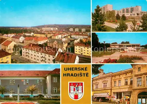 AK / Ansichtskarte Uherske_Hradiste Stadtpanorama Krankenhaus Wohnsiedlung Kino Klement Gottwald Platz Uherske_Hradiste