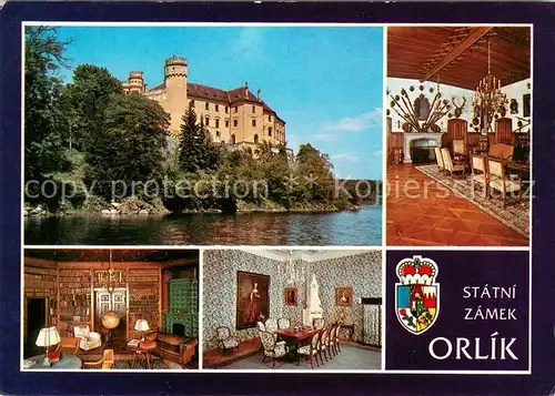 AK / Ansichtskarte Orlik_nad_Vltavou Schloss Saal Salon Wappen Orlik_nad_Vltavou
