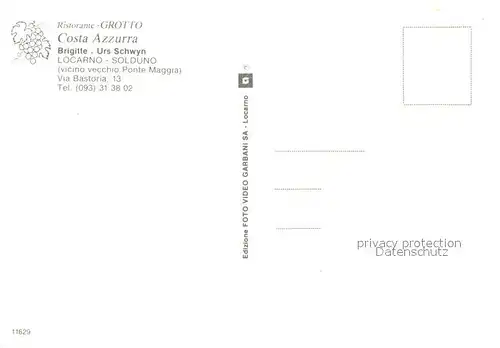 AK / Ansichtskarte Solduno Ristorante Grotto Costa Azzurra Solduno