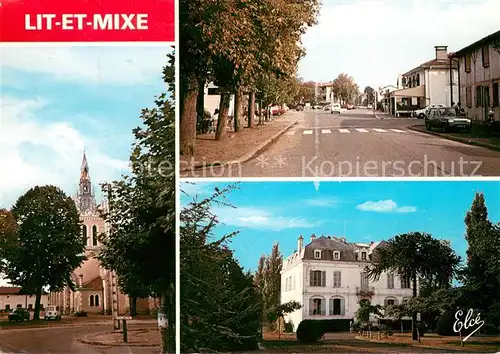 AK / Ansichtskarte Lit et Mixe Eglise la mairie et rue principale Lit et Mixe