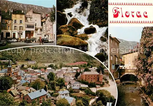 AK / Ansichtskarte Florac Place du Souvenir Source du Pecher Vue generale Le Pecher Florac