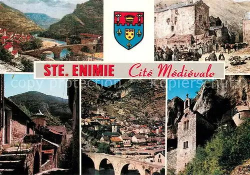 AK / Ansichtskarte Sainte Enimie Cite Medievale Hier et aujourd hui Sainte Enimie