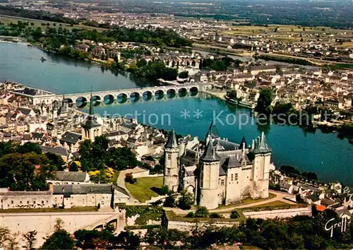 AK / Ansichtskarte Saumur Le chateau la Loire et le Pont Cessart Vue aerienne Saumur