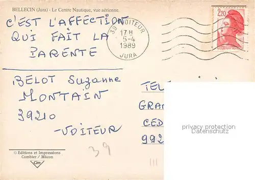 AK / Ansichtskarte Bellecin_Orgelet Centre nautique vue aerienne 