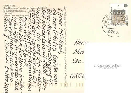 AK / Ansichtskarte Bad_Klosterlausnitz Grafe Haus Bund Freier ev. Gemeinden KdoeR Bad_Klosterlausnitz