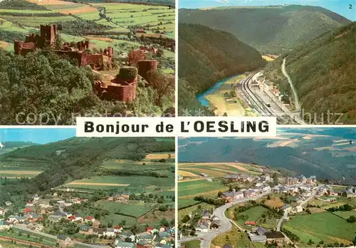 AK / Ansichtskarte Bourscheid_Luxembourg Village Chateau Goebelsmuehle Michelau vue aeriennes Bourscheid Luxembourg