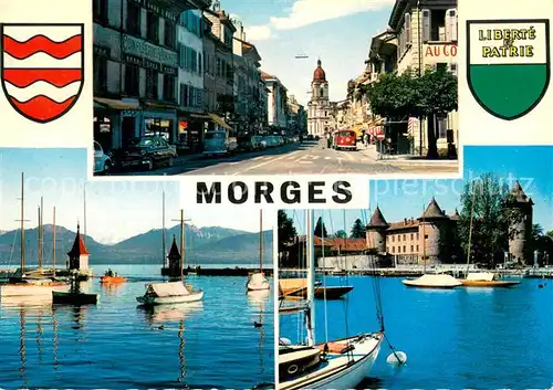 AK / Ansichtskarte Morges Grande Rue Port et le Mont Blanc Arsenal Morges
