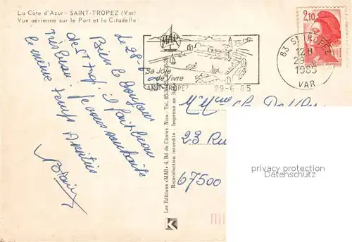 AK / Ansichtskarte Saint_Tropez_Var Vue aerienne sur le port et la citadelle Cote d Azur Saint_Tropez_Var