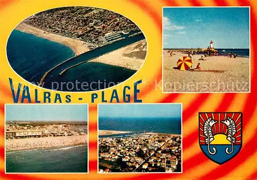 AK / Ansichtskarte Valras Plage Vues aeriennes Plage Phare Blason Valras Plage