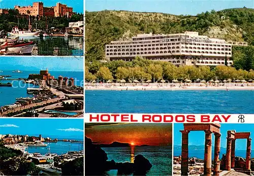 AK / Ansichtskarte Rhodos_Rhodes_aegaeis Hotel Rodos Bay Festung Hafenpartien Tempelruine Rhodos_Rhodes_aegaeis