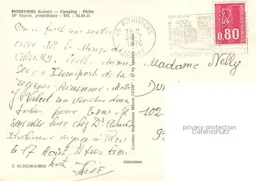 AK / Ansichtskarte Pithiviers_Loiret Camping Peche Mt Fauvin Pithiviers Loiret