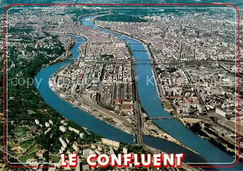 AK / Ansichtskarte Lyon_France Vue aerienne du confluent Le Rhone La Saone Lyon France