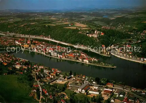 AK / Ansichtskarte Passau Fliegeraufnahme am Zusammenfluss von Donau Inn und Ilz Passau