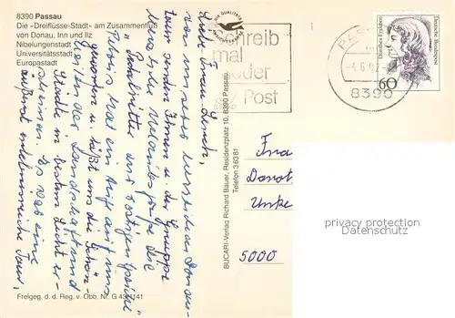 AK / Ansichtskarte Passau Fliegeraufnahme am Zusammenfluss von Donau Inn und Ilz Passau