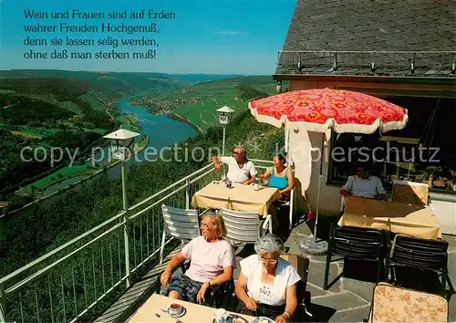 AK / Ansichtskarte Starkenburg Weinstube Moselblick Terrasse Moselpartie Starkenburg